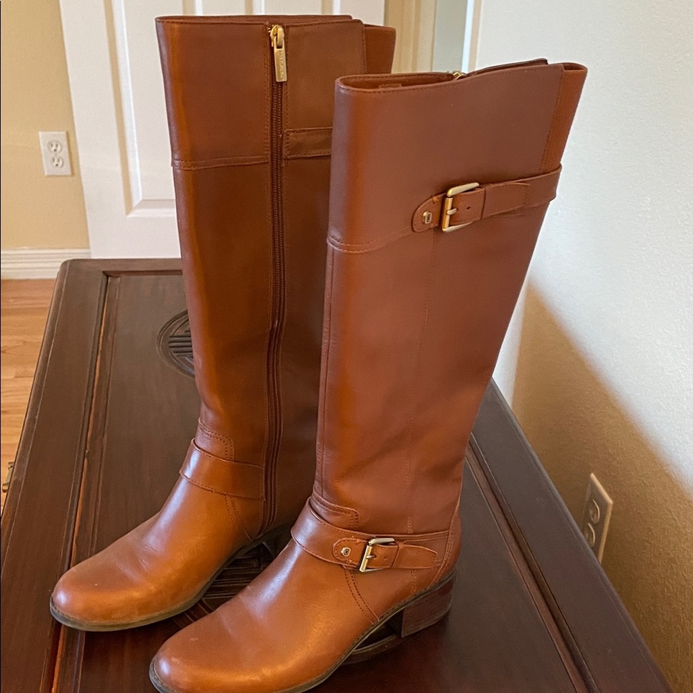 Unisa Tan Leather Heeled Boots